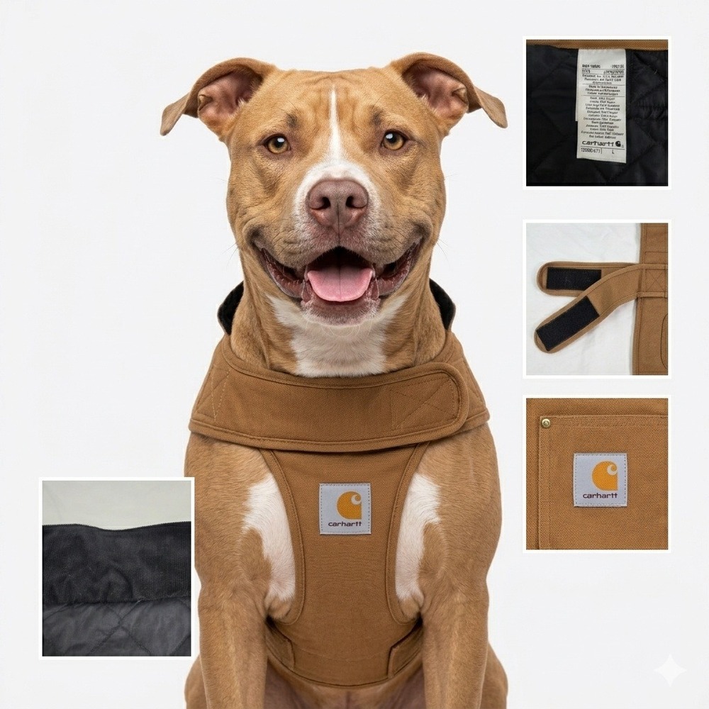 Carhartt Dog Chore Coat Large L Brown Duck Canvas Quilted Pet Vest Jacket